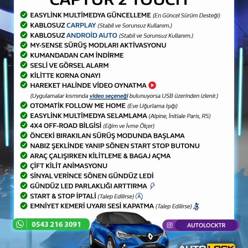 CAPTUR 2 TOUCH GİZLİ ÖZELLİK AKTİVASYONU