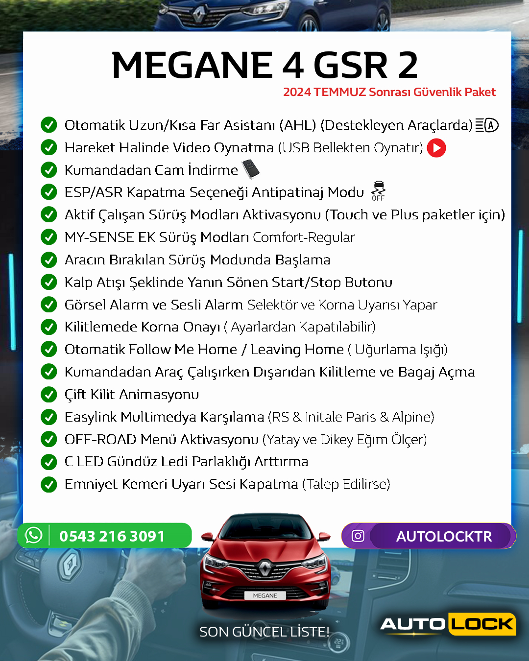 MEGANE 4 2024-2026 GSR 2 PAKET GİZLİ ÖZELLİK AKTİVASYONU