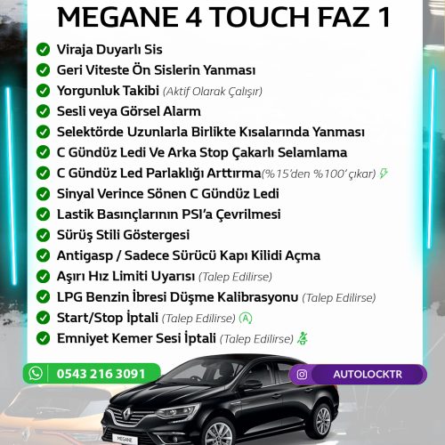 MEGANE 4 TOUCH FAZ 1 GİZLİ ÖZELLİK AKTİVASYONU